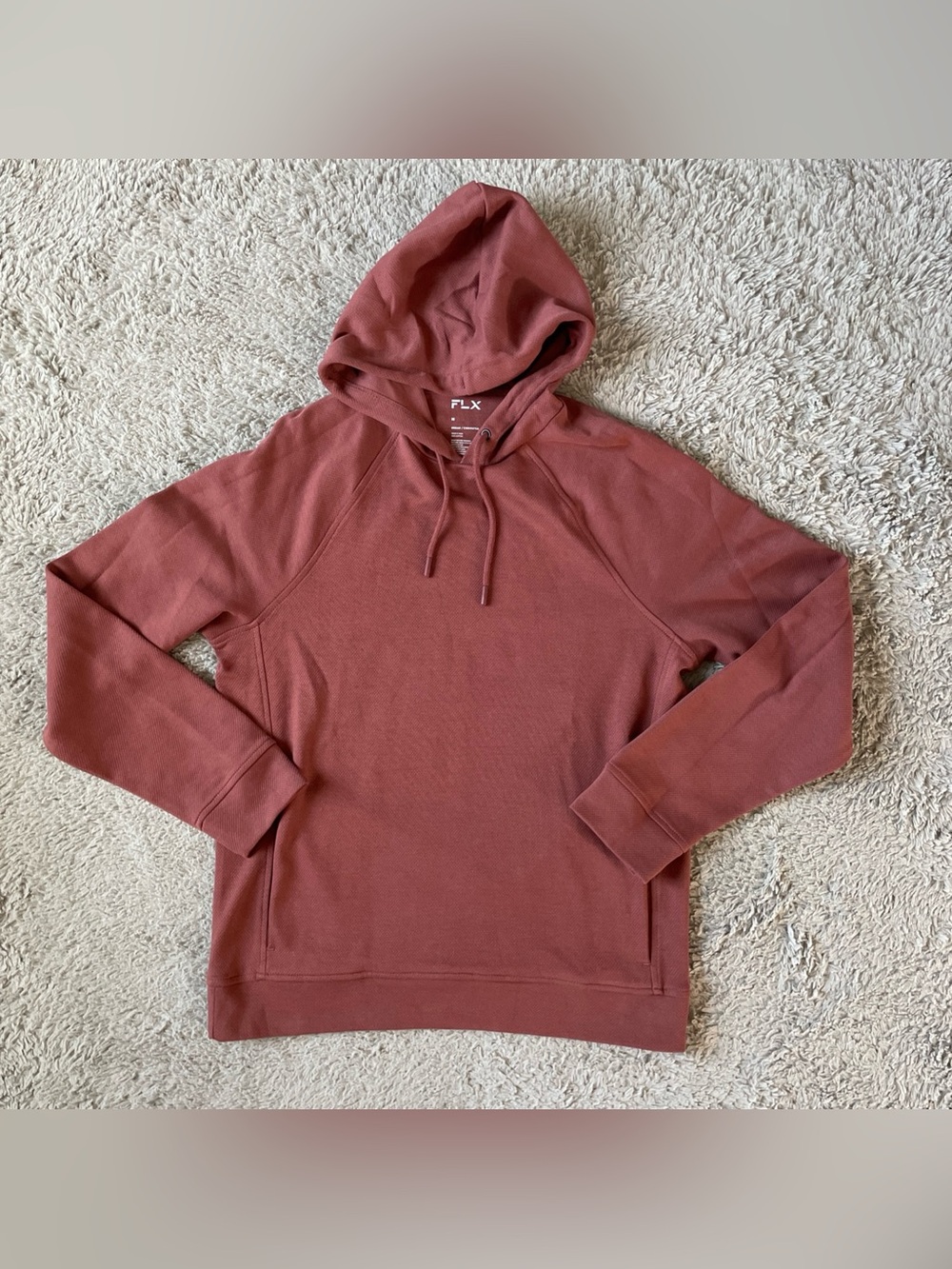 FLX Urban Commuter Hoodie Mens Medium Dusty Rose Cotton Hooded Pockets Pullover